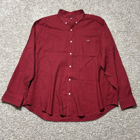Vineyard Vines Men's Sz XXL Gingham Classic Fit Tucker Red & Black Casual Shirt - Picture 8 of 8